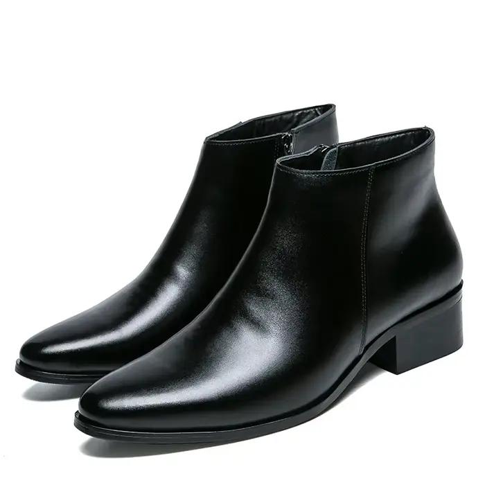 Bottines classiques en cuir noir pour hommes et femmes