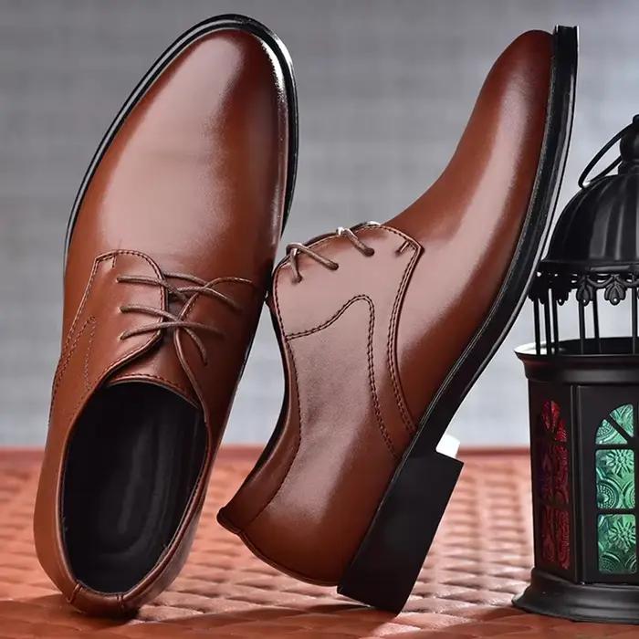 Chaussures formelles en cuir noir pour hommes occasionnels mariage fête bureau grandes tailles pointu bout à lacets