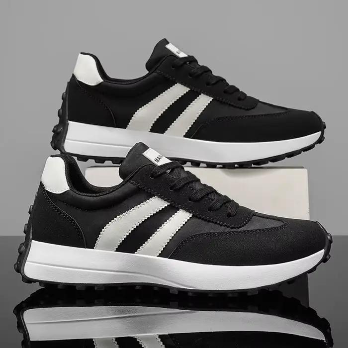 Chaussures de sport décontractées pour hommes motif rayé en cuir artificiel pointure 39 à 48 pour printemps et automne confortables et durables