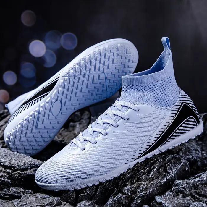 Chaussures de football TF unisexes pour adultes, tissu PU respirant, semelle en caoutchouc à crampons denses, antidérapantes, résistantes à l'usure, entraînement sur gazon artificiel