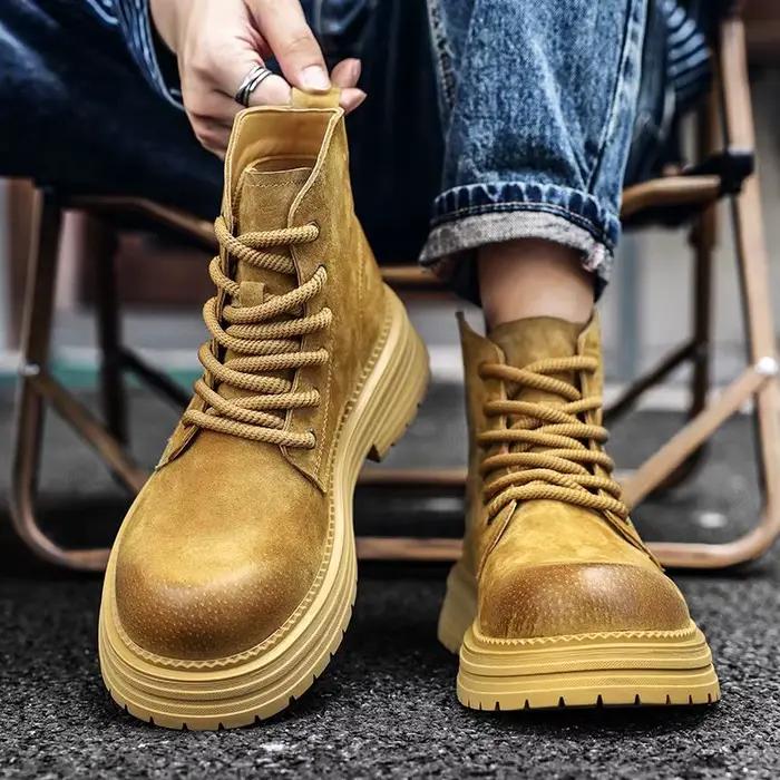 Bottines en cuir de vache pour homme, respirantes et imperméables, chaussures de marche et de randonnée élégantes pour occasions décontractées et sportives