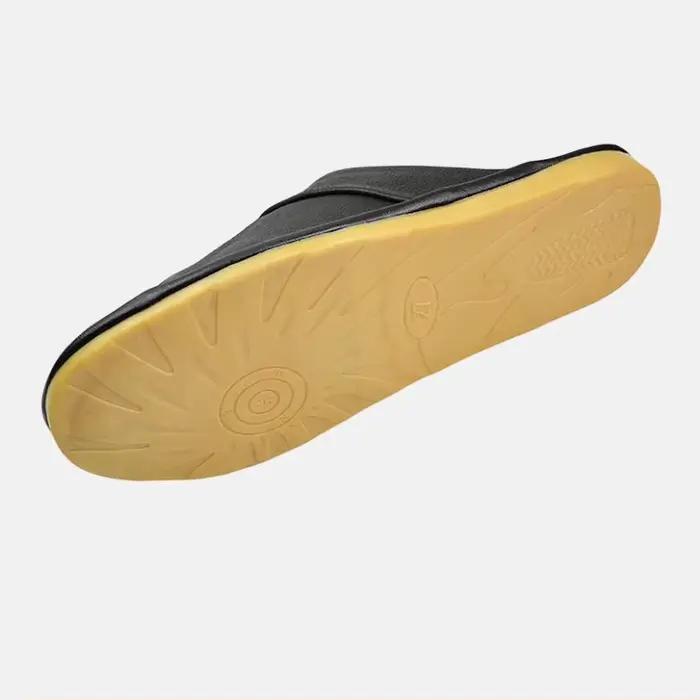 Chaussons de Confort Premium pour Hommes en Cuir Véritable Noir