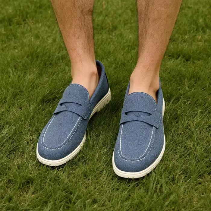 Mocassins homme hecrafted respirants confortables pour printemps automne ocassions quotidiennes pointure ajustée matériaux synthétiques et cuir collage semelle en caoutchouc et eva