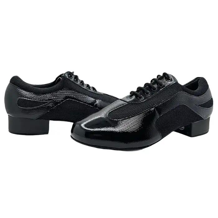Chaussures de danse latine pour hommes en cuir de vache véritable avec semelle en daim ou en caoutchouc pour entraînement professionnel et compétitions de danse