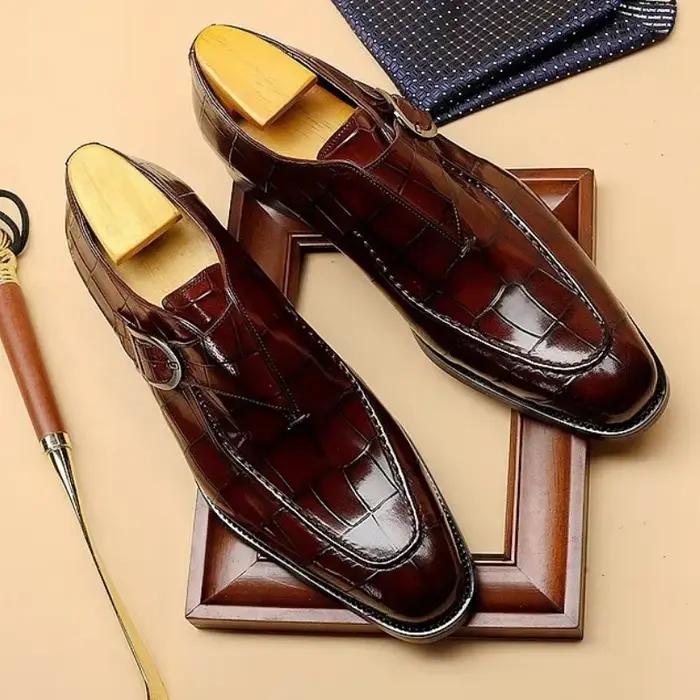 Chaussures décontractées en cuir YEAE pour hommes, mocassins d'affaires élégants, pointes carrées, pour occasions décontractées et formelles