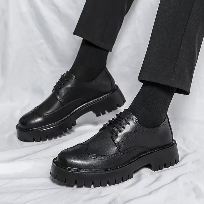 Marque de luxe richelieu chaussures pour hommes blanc à semelles épaisses décontracté Style britannique confortable
