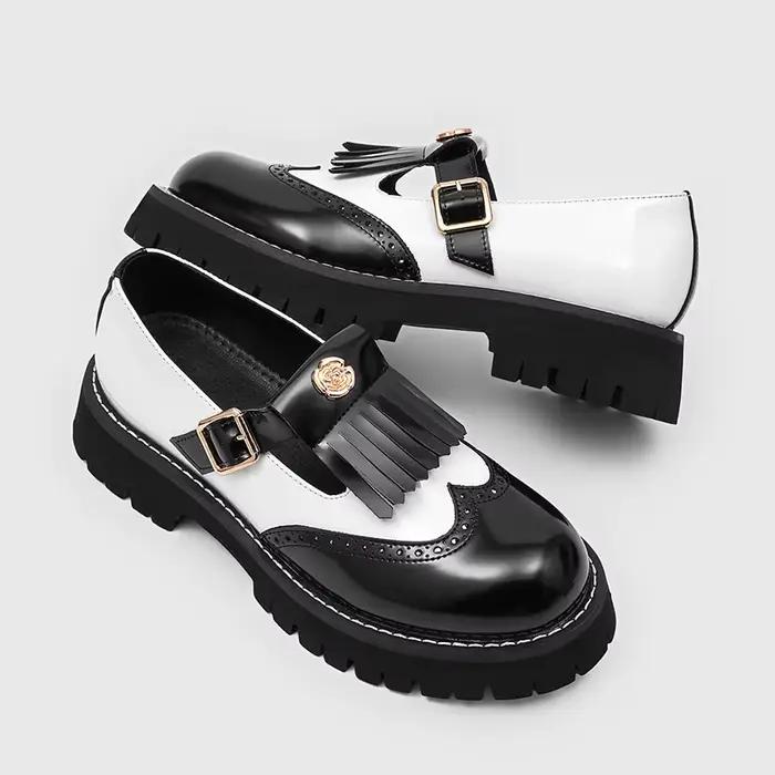 Chaussures Derby classiques à semelles épaisses pour hommes