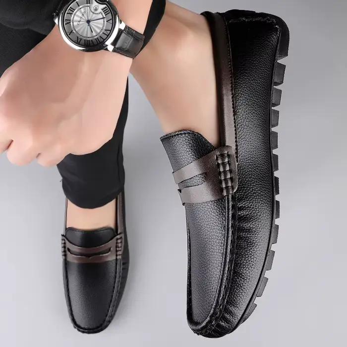 Mocassins de luxe à semelle souple pour homme – Chaussures plates décontractées en cuir pour hommes