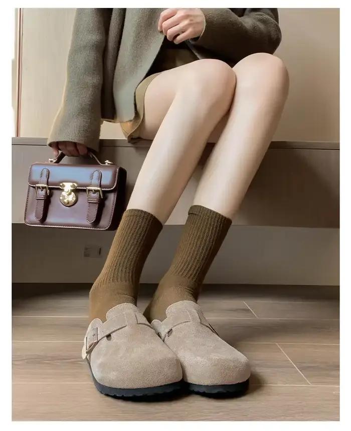 Mules Boston en daim avec semelle en liège pour femmes et hommes, chaussures zuecos confortables et soutien de la voûte plantaire pour diverses occasions