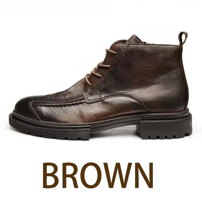 Bottes rétro en cuir pour hommes