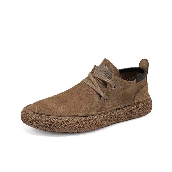 Chaussures décontractées en daim et cuir véritable pour hommes, chaussures de conduite légères et confortables à lacets, Oxfords d'extérieur