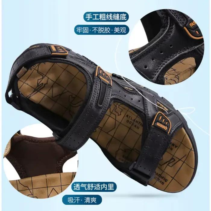 Sandales de luxe en cuir véritable pour hommes