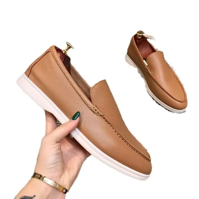 Chaussures décontractées classiques en cuir bleu marine pour homme, mocassins plats minimalistes, respirants, à semelle souple, résistants à l'usure, pour les déplacements professionnels