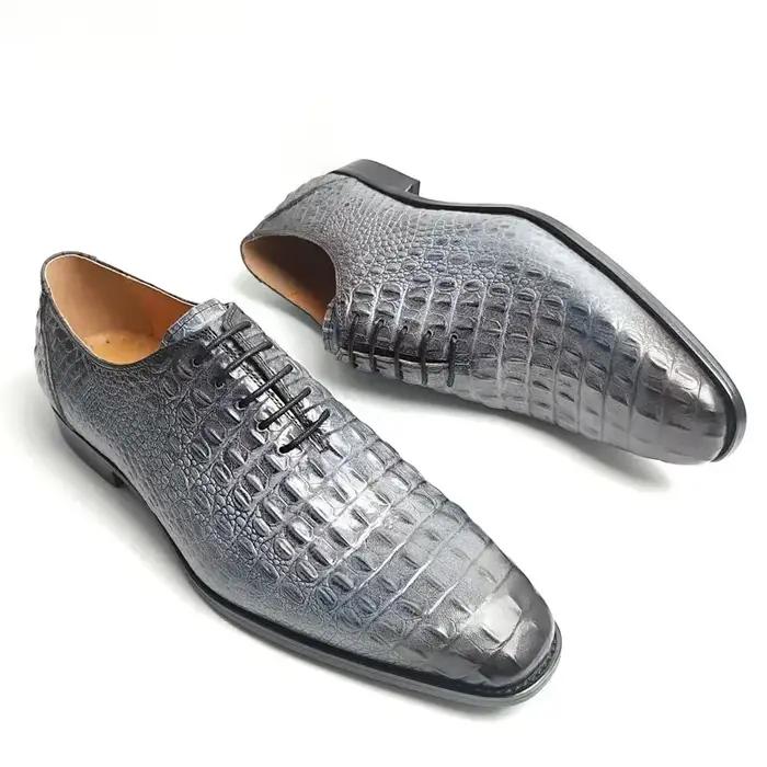 Oxford luxe classique chaussures De mariage pour hommes motif Crocodile Zapatos De Vestir Hombre à lacets haute qualité à lacets mariage