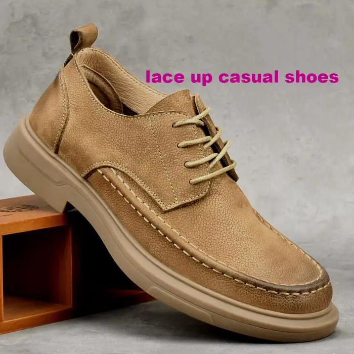 EAGSITY – mocassins en cuir de vache pour hommes, chaussures de sport décontractées à lacets, chaussures d'extérieur, chaussures de travail, style street, chaussures en cuir véritable, baskets