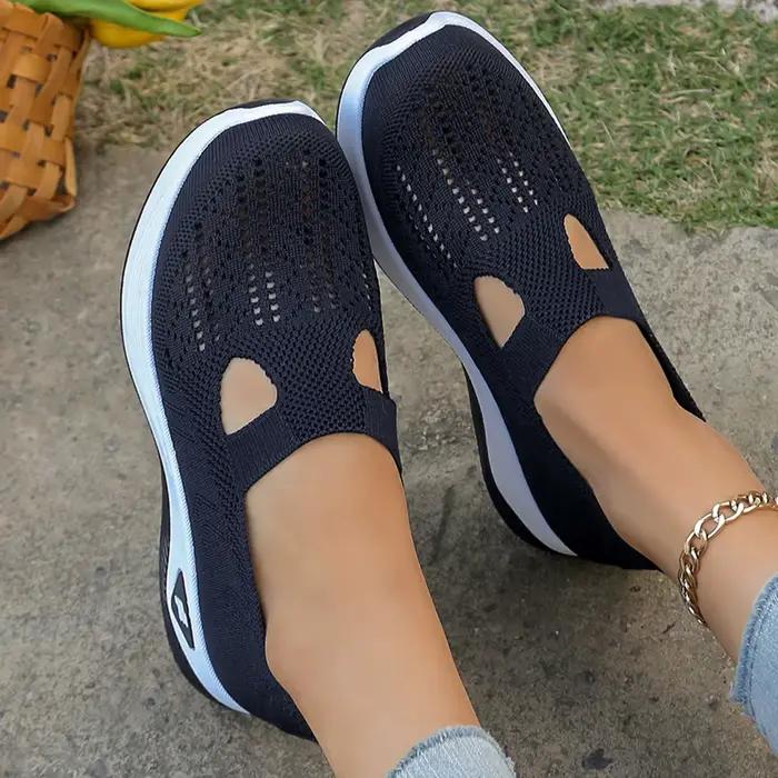 Chaussures de sport décontractées pour femmes en tissu, bout rond, semelles en EVA et PVC, pour occasions décontractées tout au long de l'année