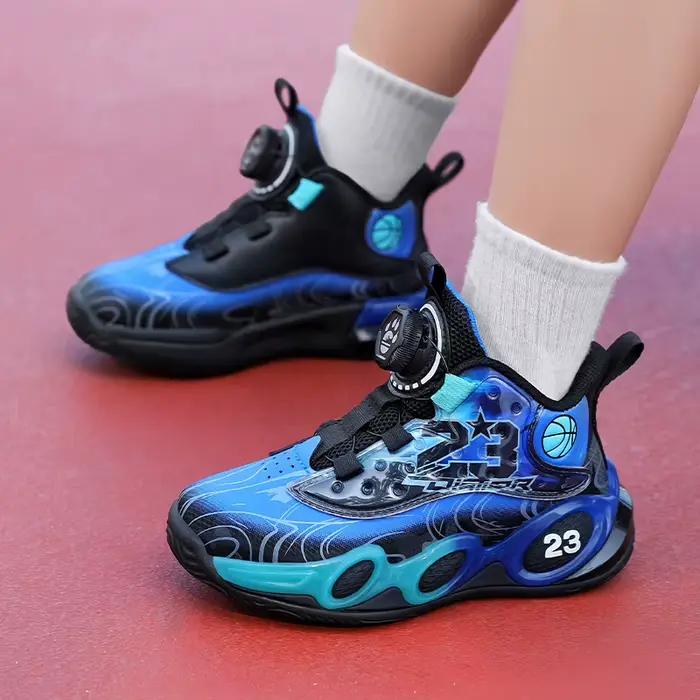 Chaussures de basket-ball pour enfants, antidérapantes, respirantes, chaussures d'entraînement, de sport, pour garçons et filles, baskets d'extérieur à lacets