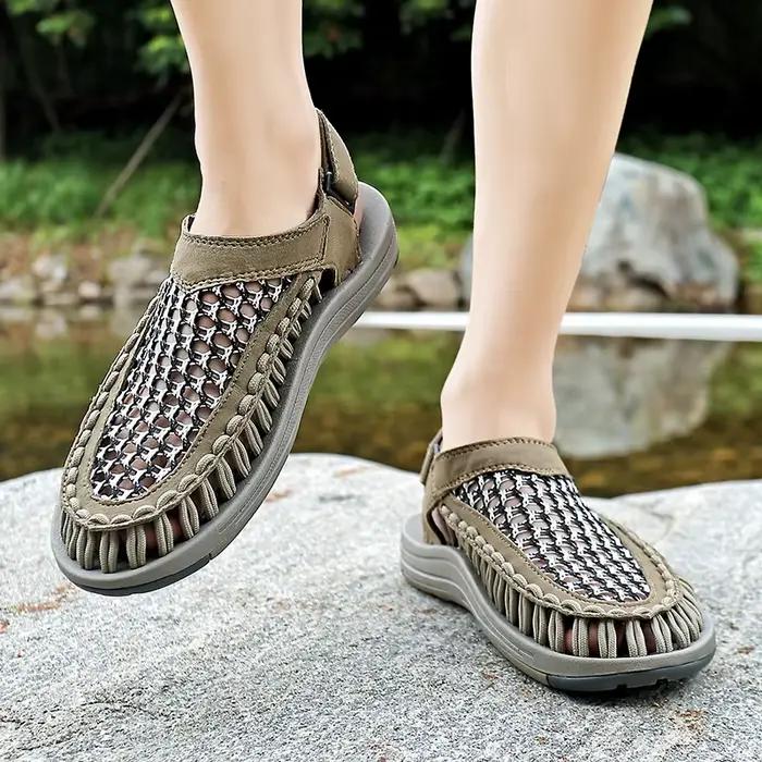 Été nouvelles sandales hommes marque concepteur mode décontracté en plein air cuissardes grande taille tissé à la main