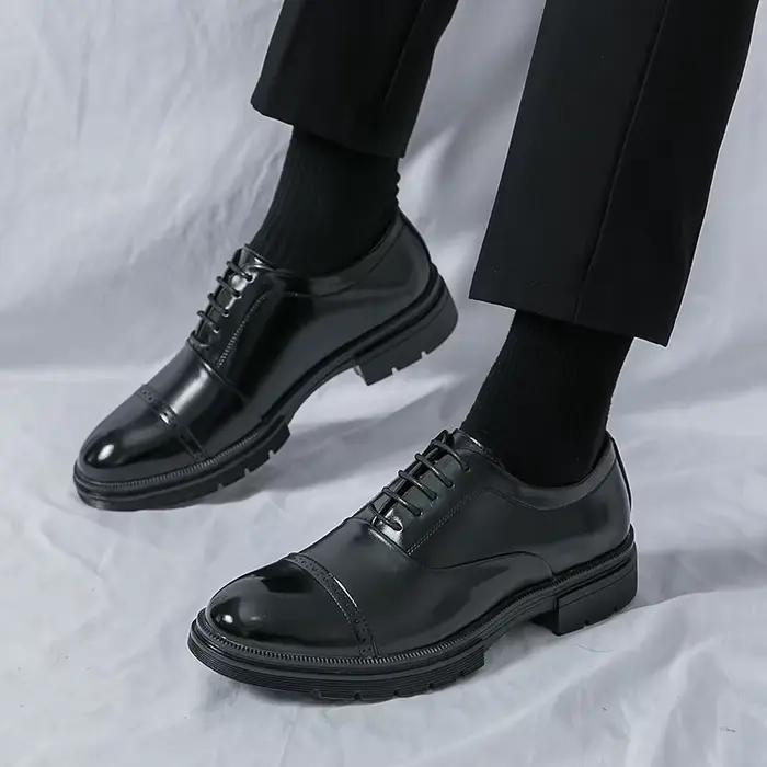 Luxe hommes plate-forme en cuir Oxford chaussures