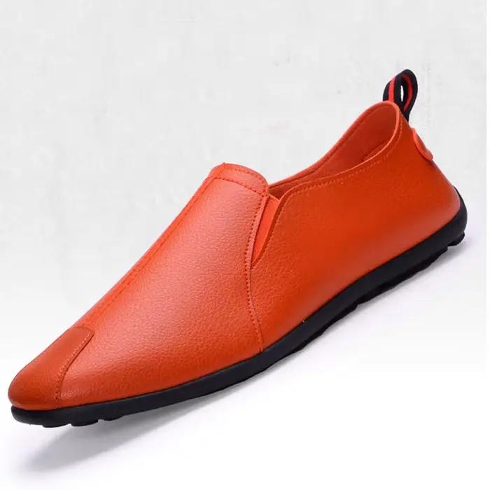 Mocassins décontractés en cuir naturel pour homme, pointure ajustée, design élégant, confortable pour conduire et occasions estivales