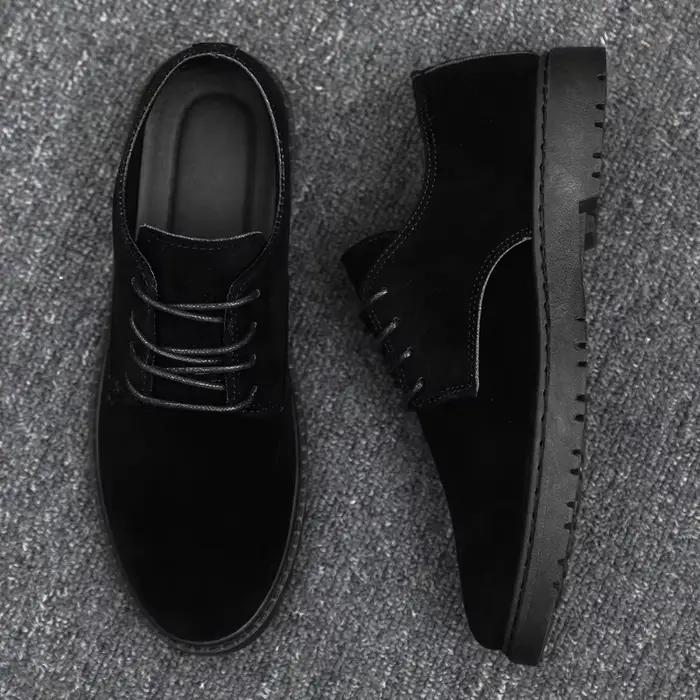 Chaussures décontractées WJWZD en cuir solide pour homme, respirantes, avec lacets, pour occasions décontractées et formelles