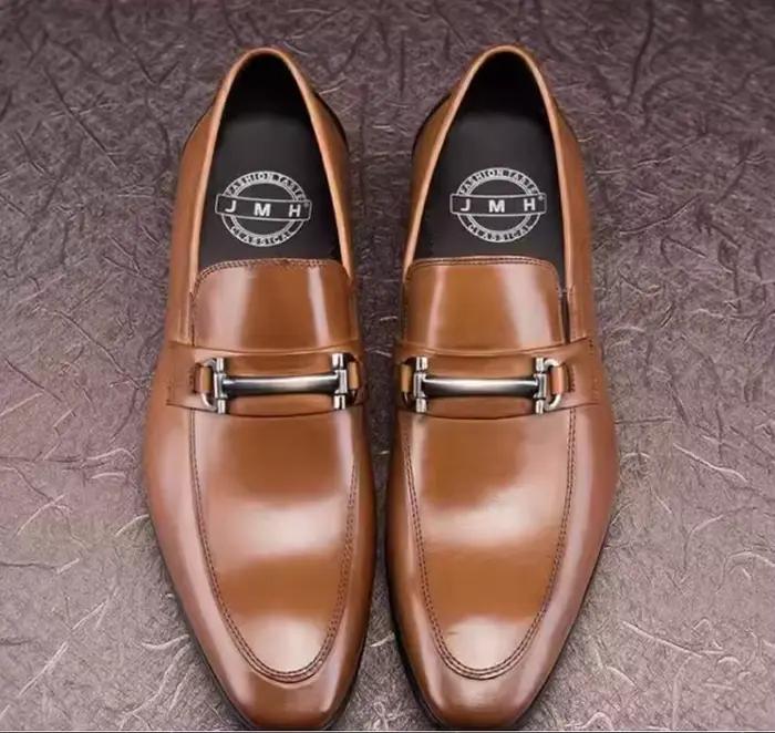 Chaussures Derby JMH pour homme en cuir véritable bout pointu pour mariage et occasions élégantes