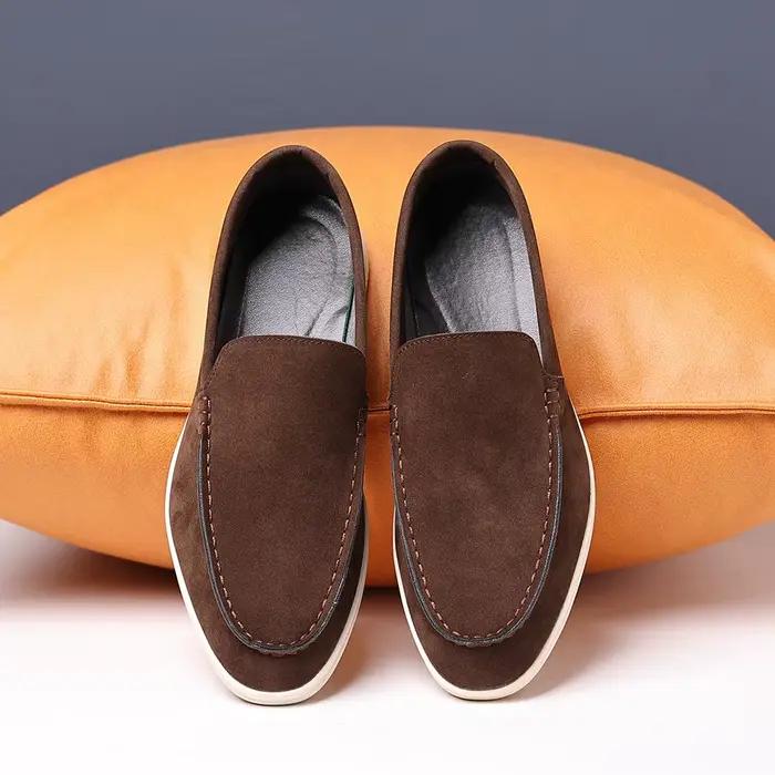 Mocassins Classiques en Daim pour Homme – Chaussures Habillées Formelles pour Mariage et Fêtes – Sapato Social Flats – Tailles 39-48