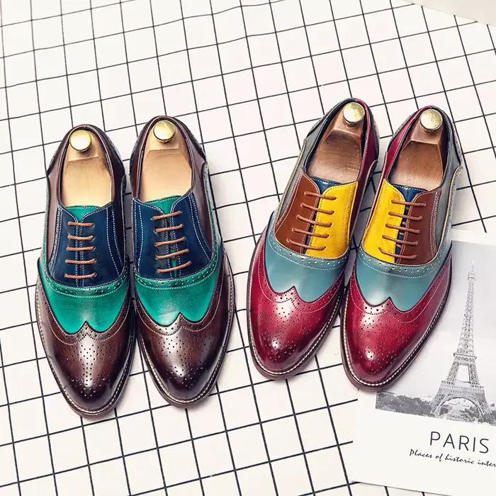 Chaussures richelieu pour hommes tendance couleur blocage Design marque de luxe