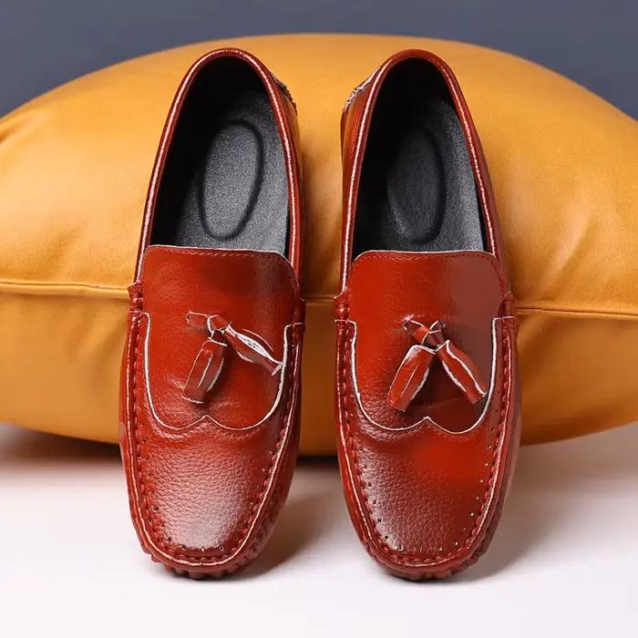 Mocassins Confortables en Cuir Marron pour Homme