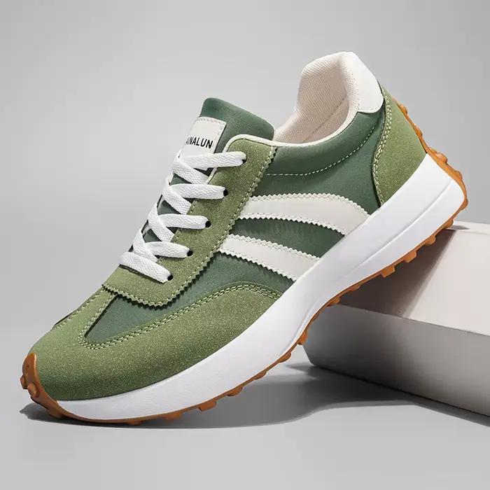 Chaussures de sport décontractées pour hommes motif rayé en cuir artificiel pointure 39 à 48 pour printemps et automne confortables et durables