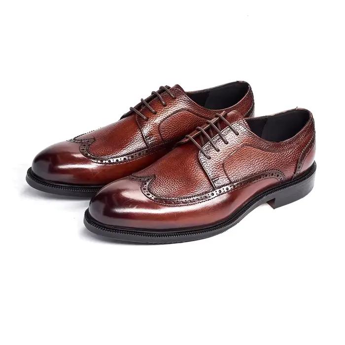 Chaussures Oxford faites à la main pour hommes, chaussures formelles classiques d'affaires en cuir véritable de vache, richelieu, 2025