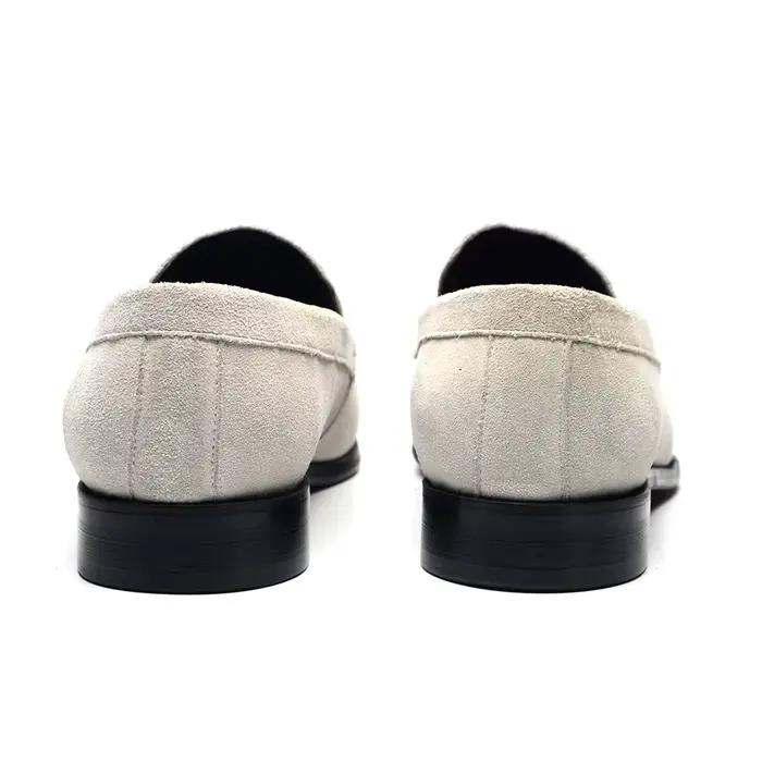 Chaussures habillées pour homme en daim de vache, style mocassins, avec boucle en forme de mors, beige et noir, pour mariage, soirée, chaussures formelles pour homme, mocassins hommes