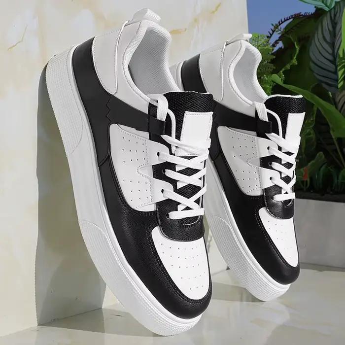 LOEIKAN Baskets décontractées blanches pour hommes | Chaussures de skate légères à tige basse