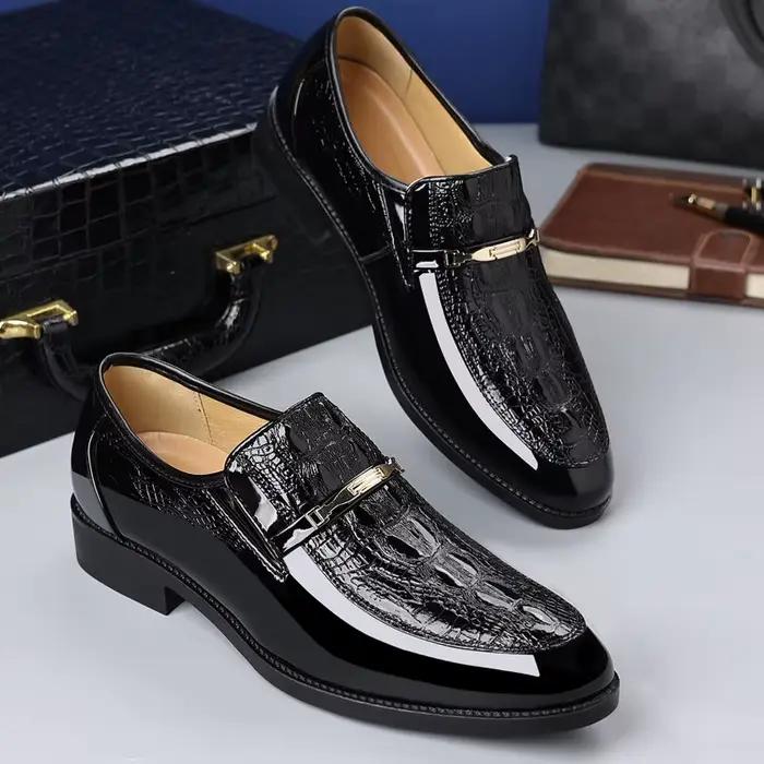 Chaussures habillées de luxe en cuir de Crocodile pour hommes, chaussures d'affaires décontractées pour fête de mariage, mocassins à enfiler de haute qualité, grande taille