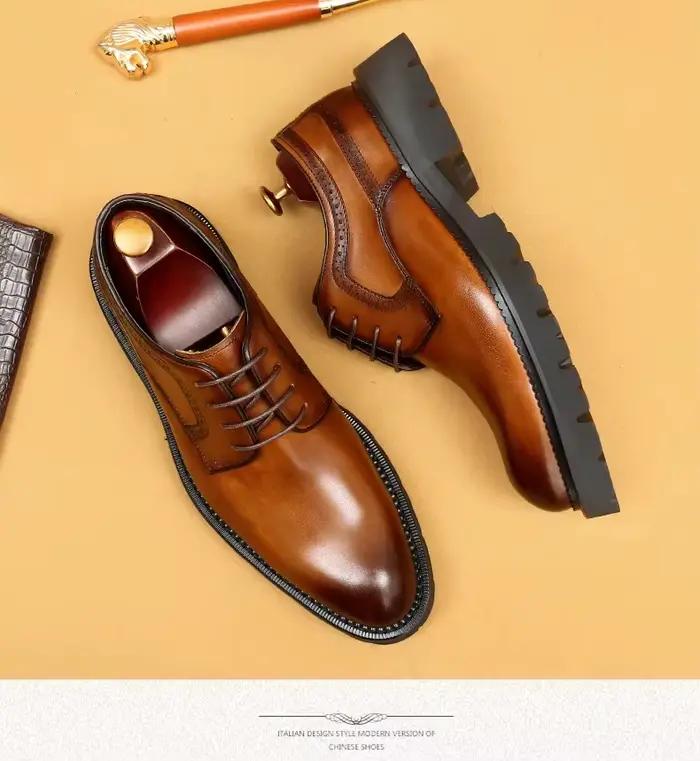 Chaussures habillées pour hommes fabriquées à la main en cuir bout pointu grande taille mariage de luxe Style européen chaussures haut de gamme qualité élégante