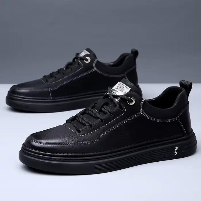 Chaussures plates en cuir véritable pour hommes