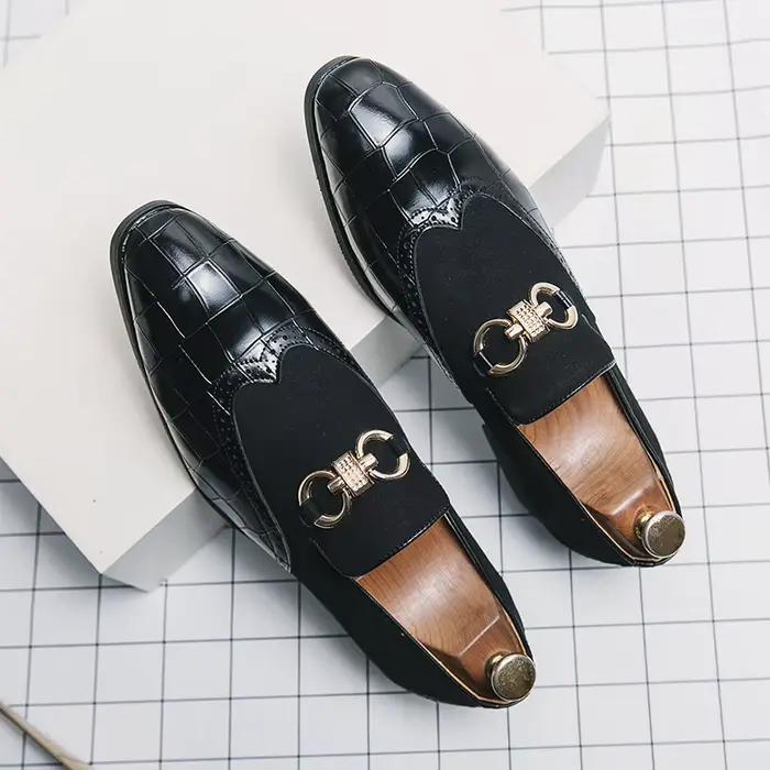 Mode vert mocassins hommes chaussures habillées de luxe de haute qualité