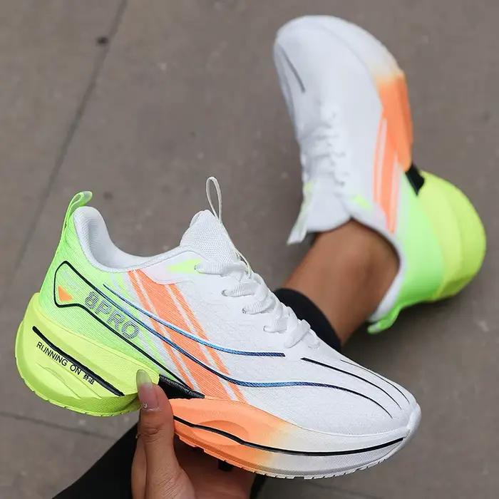 Couple chaussures de course nouveaux hommes plaque de carbone