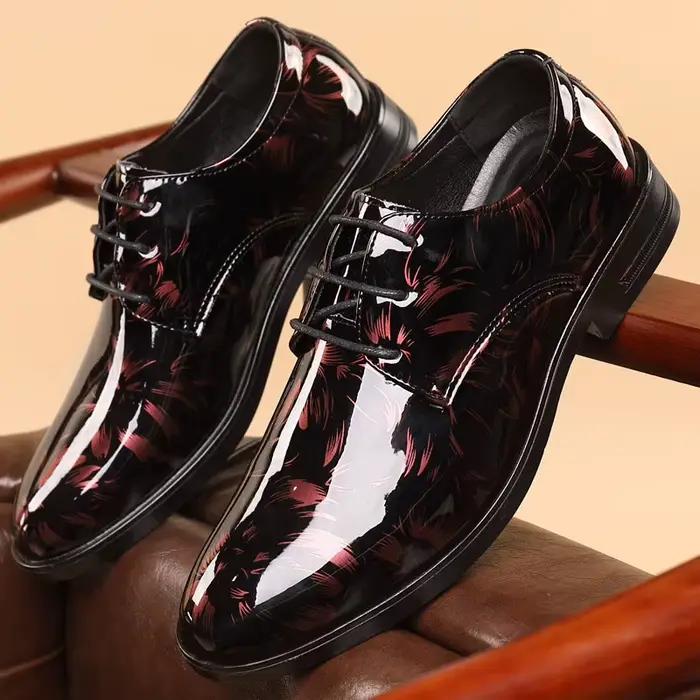 2025 nouvelles chaussures en cuir pour hommes motif Floral