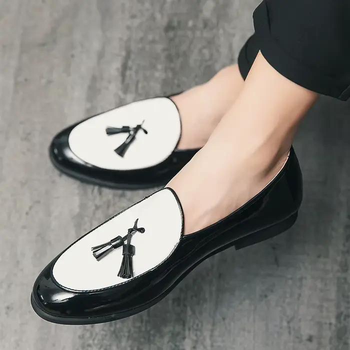Chaussures en cuir à pampilles pour hommes, mocassins décontractés à enfiler, chaussures formelles de mariage italien, chaussures de fête respirantes