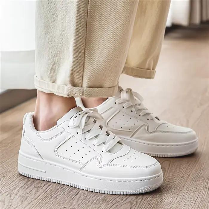 Chaussures de sport décontractées pour hommes, respirantes, tendance, polyvalentes, à semelle épaisse, blanches, printemps-été
