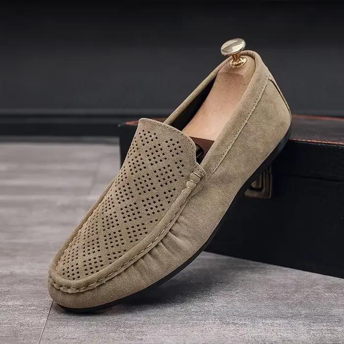 Chaussures d'été en daim pour hommes, décontractées, respirantes, légères, en cuir, de marche, coordonnantes, légères, pour conduire