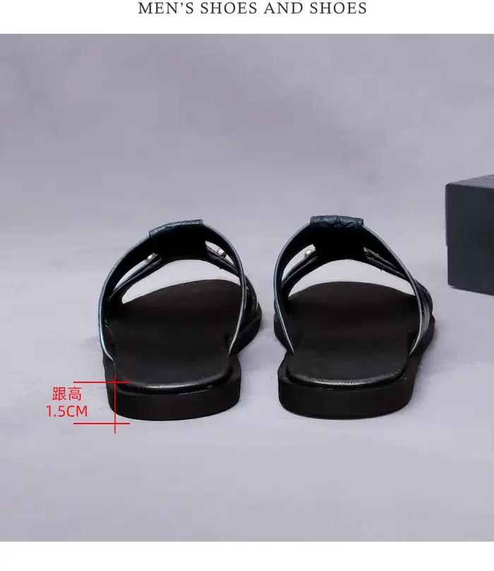 Sandales à lanières en cuir imprimé croco pour hommes