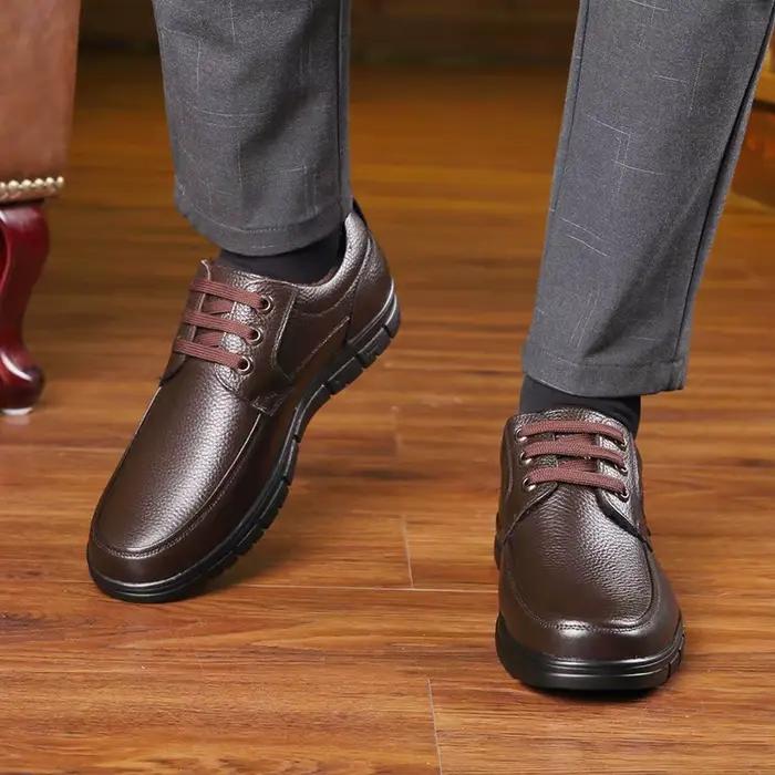Chaussures décontractées en cuir véritable pour hommes, semelle souple, mocassins légers, augmentation de la hauteur, imperméables, confort maximal pour papa et grands-pères