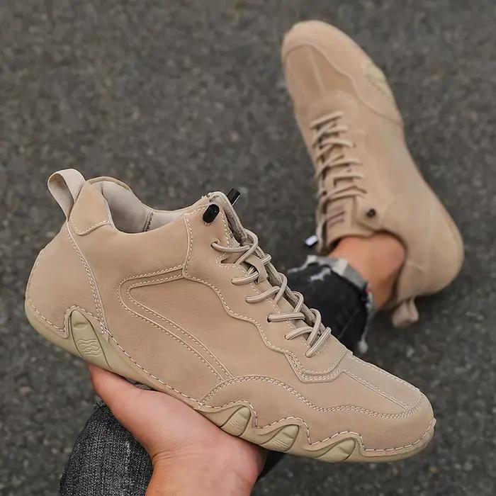 Hommes décontracté en cuir à la mode un pied mocassins marque baskets bateau chaussures bottes de randonnée