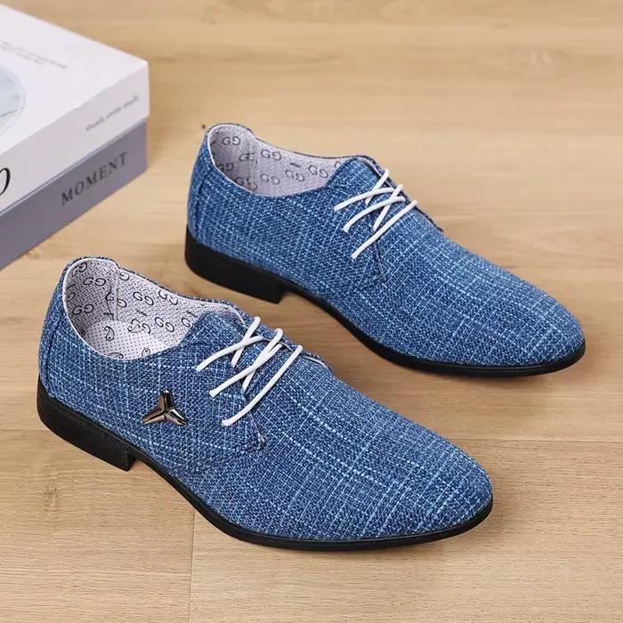 Chaussures Oxford UXST Bout Pointu Chanvre Toile Pour Hommes Occasions Spéciales Tailles 35-49