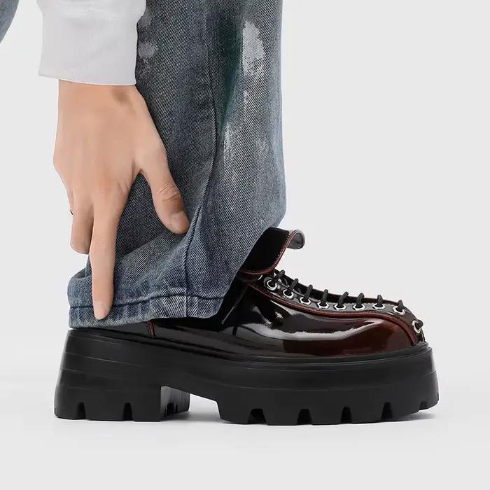 Chaussures Derby à bout rond homme ultra-cuir confort semelle épaisse caoutchouc pointure 38-46 occassions professionnelles et décontractées