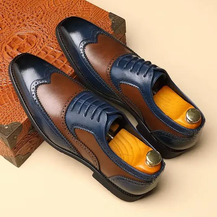 Brogues en cuir Oxford pour hommes bout pointu à lacets pour événements formels et semi-formels grandes tailles occasions spéciales