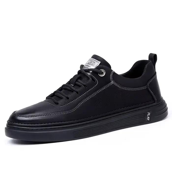 Chaussures plates en cuir véritable pour hommes