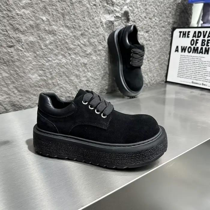 Chaussures Derby Rétro Style Britannique 2026 pour Hommes - Plateforme Rehaussante Antidérapante et Résistante à l'Usure